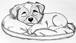How to Draw dog Sleeping on the soft Mattress  screenshot 3