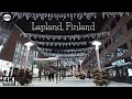 Rovaniemi christmas 2022  after dark walk in snowy city center of the finnish laplands capital