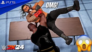 WWE 2K24 - Omos vs. Roman Reigns - No Holds Barred Match | PS5™ [4K60]