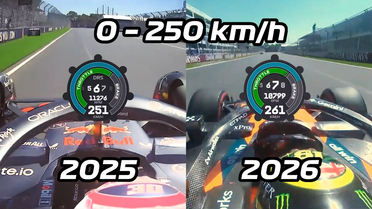 0-250km/h acceleration: 2026 crushes 2025 after full throttle