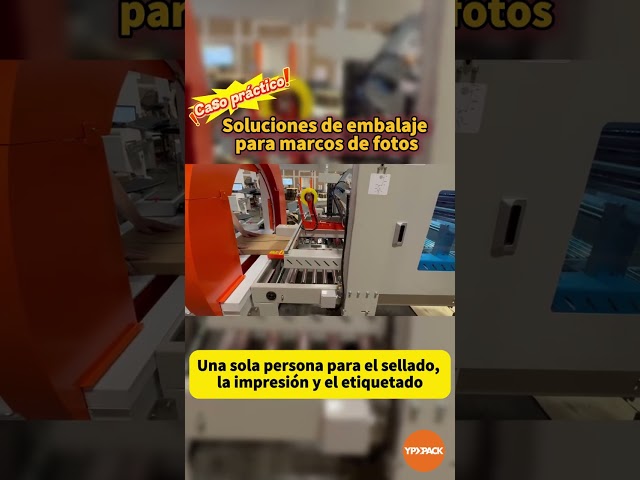 Soluciones de empaquetado automático en cajas de cartón de tipo cruzado para marcos de fotos