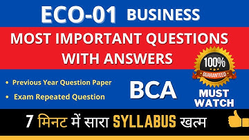ECO-01 | Important Questions with Answer | Business | BCA | IGNOU | All Blocks By ISM