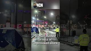 Woman stabbed in neck in 'unprovoked attack' 👀 #news