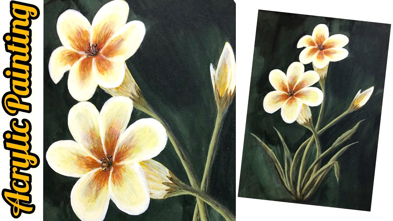 Beautiful Yellow Flower Painting Easy Acrylic Flower Painting for BeginnersAmrush Art Gallery