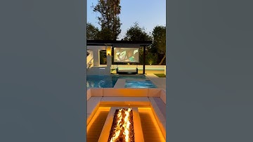 Every backyard needs this! 🤩 #backyard #pool #projector #poolslide #home