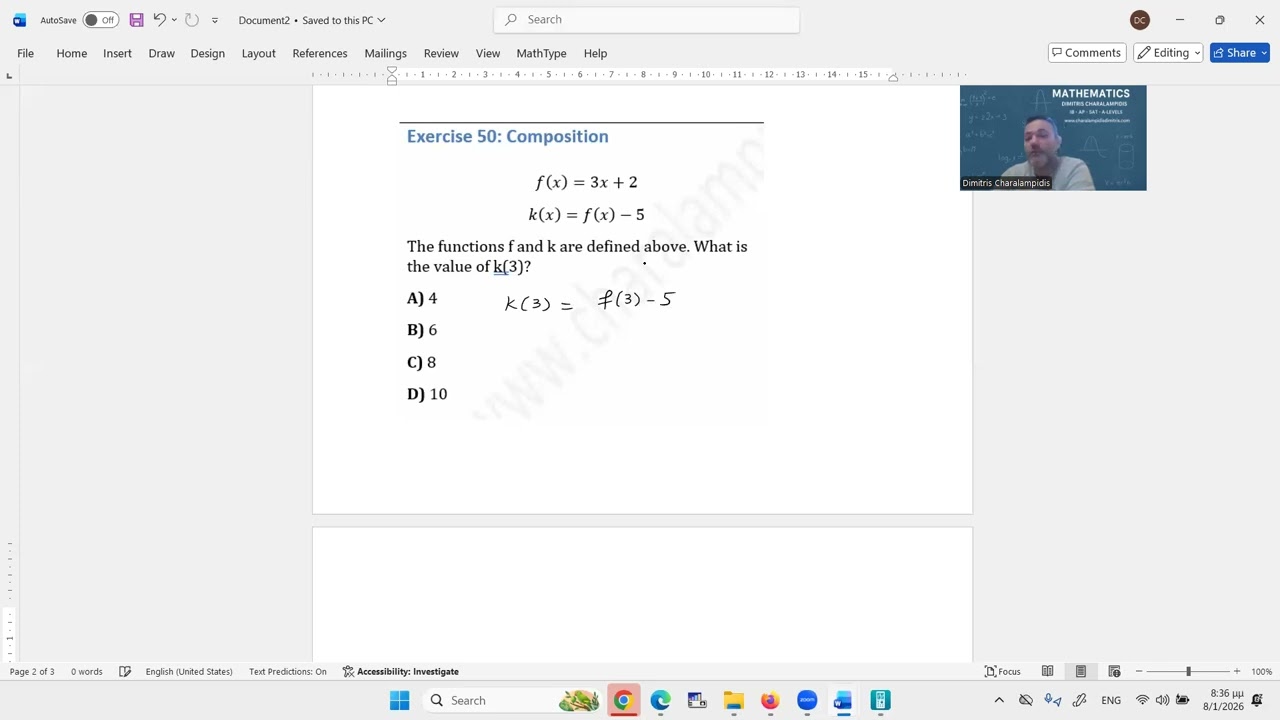 s6e50 Function composition  SAT Math solution