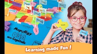 A great way for kids to play and learn the 50 states of united
america. comes with plastic flags stickers state capitals cool fun...