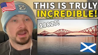 American Reacts to The Forth Bridge - Scotland