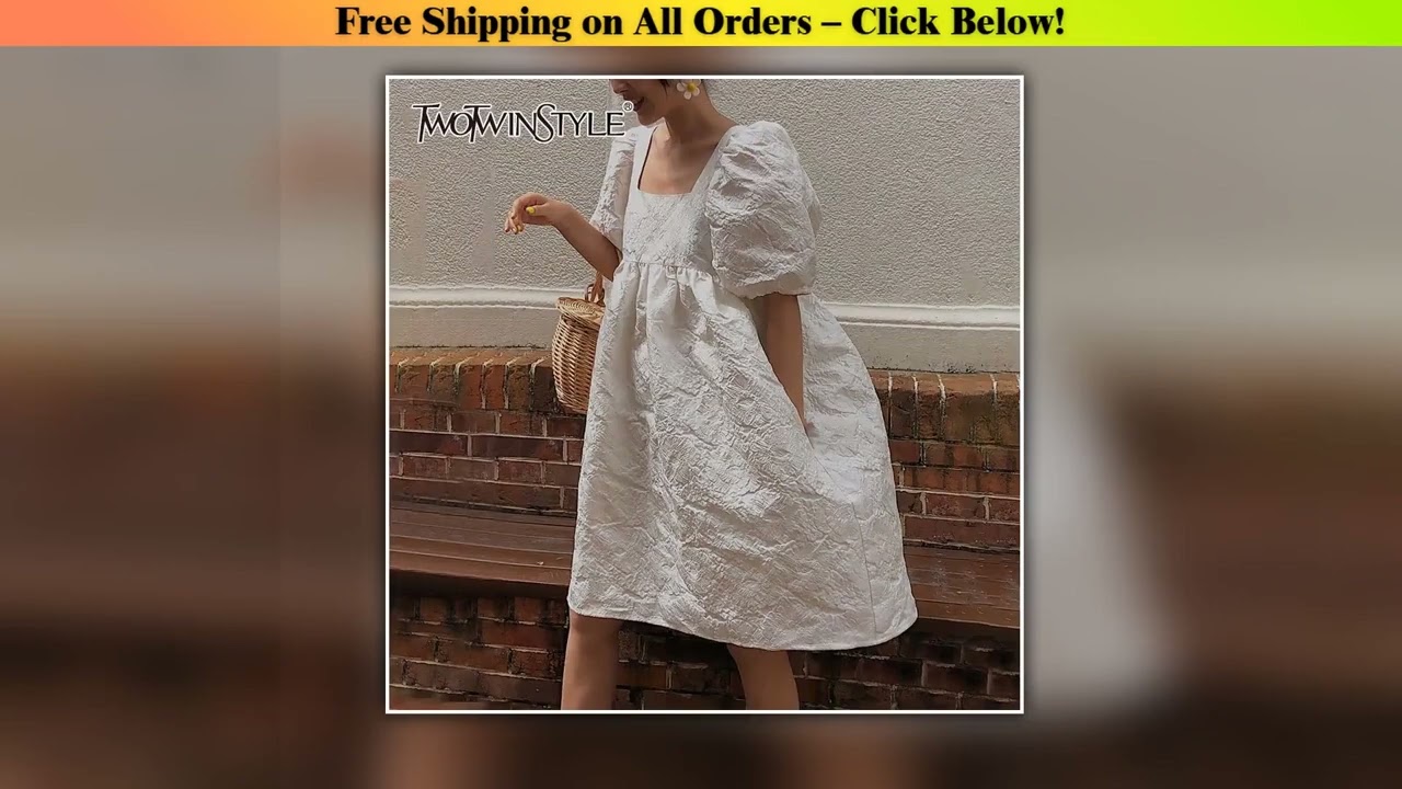 TWOTWINSTYLE 2020 New Summer And Autumn Fashion Women Clothes Hubble-bubble Sleeve Sqaure Collar