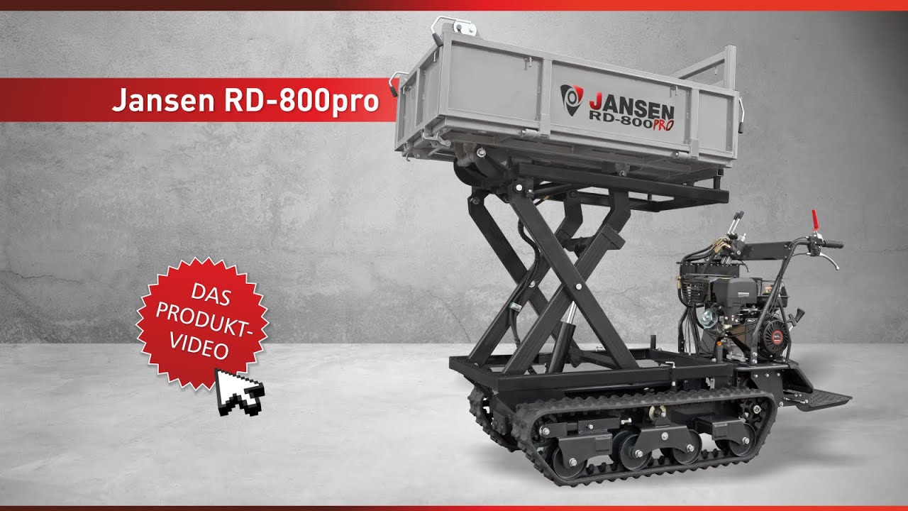 Raupendumper Jansen® RD-800pro, hydraulisch, Hochkippsystem, 13 PS, Kettendumper