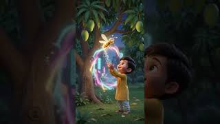 शरारती बच्चा और जादू (Naughty Kid & Magic):Prompt: 3D Pixar style animation of a cute 5-year-old In