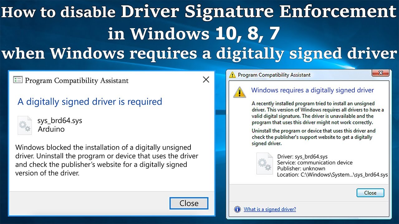 how to bypass windows 7 driver signature enforcement