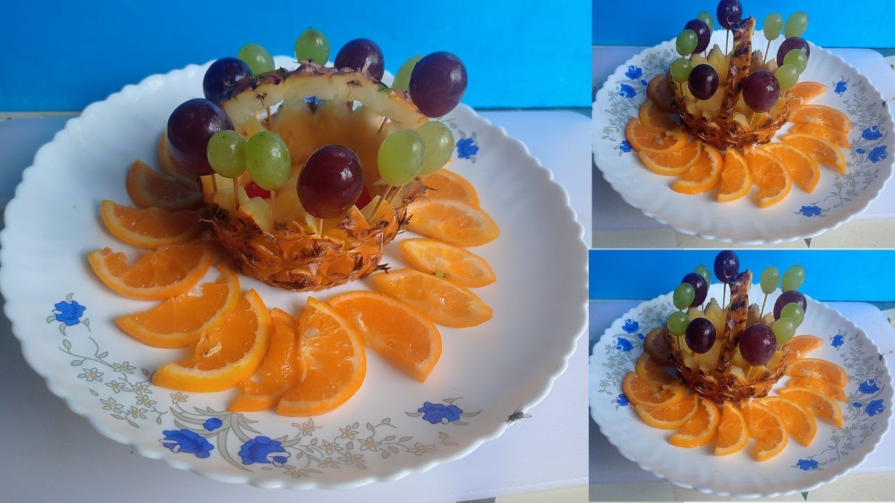 Pineapple, grapes Easy Food Decoration Homemade Idea YouTube
