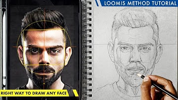 How to Draw Virat Kohli Using Loomis Method // Outline drawing tutorial step by step