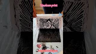 how to print linoleum, we learn. #shorts  #linocut #printmaking #artwork
