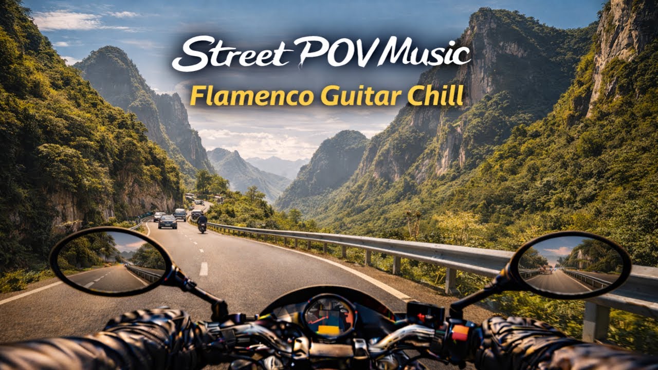 Midday Commute to Work | Street POV Ride with Flamenco Guitar