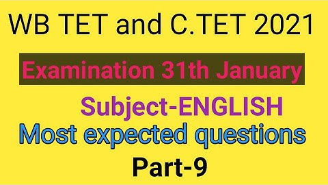 Mock Test of english for WB TET & C TET part-9 by Taufique Ansari