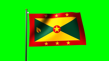 Grenada flag waving over green screen - royalty free footage