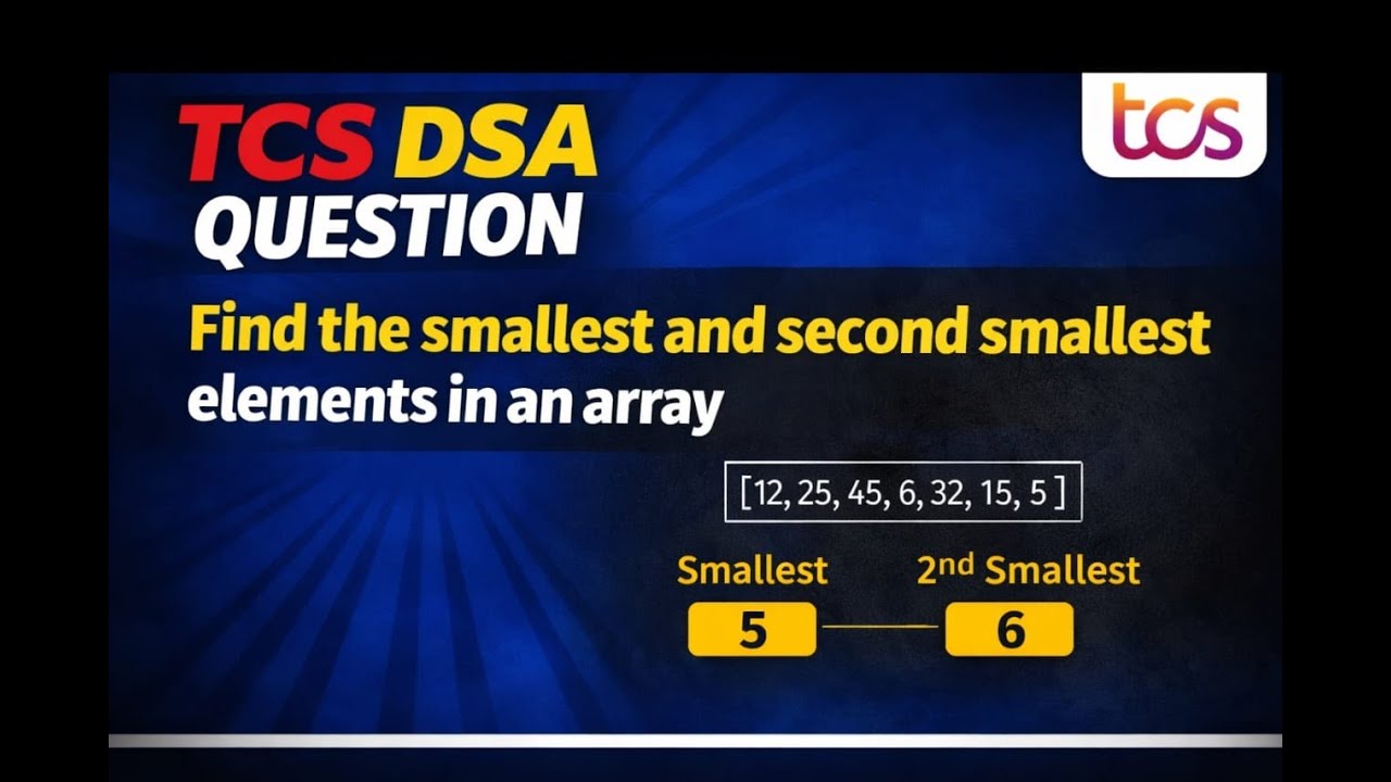 Find the Smallest and Second Smallest Elements in an Array | TCS DSA Question