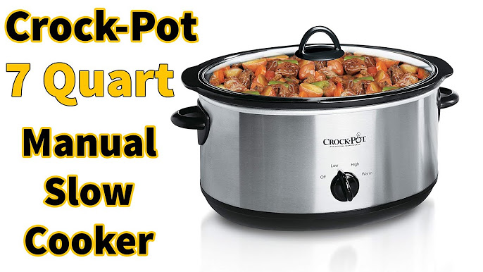 Crockpot 7 Quart Manual 3 Cooking Mode Slow Cooker with Lid