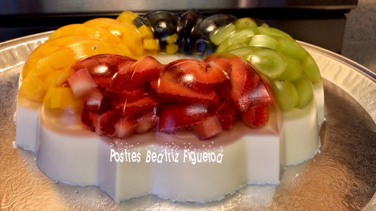 Gelatina de frutas, tres leches y queso crema🍓🍑🍇🥛🥛🥛
