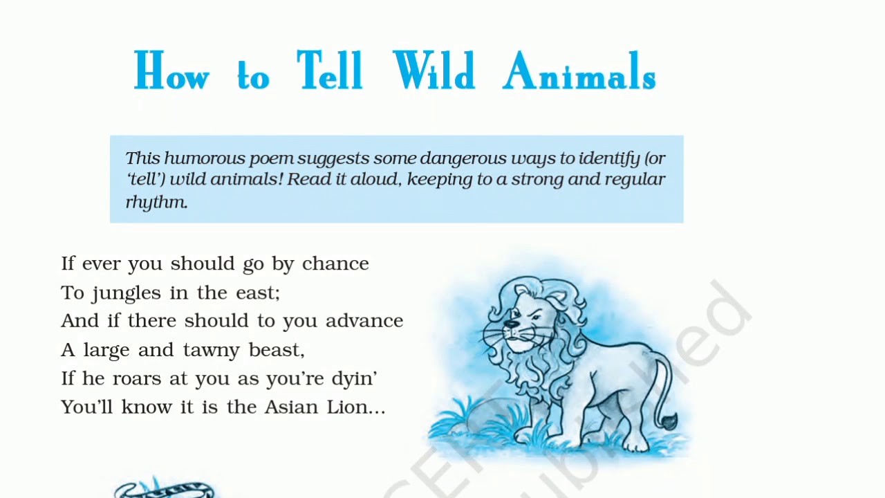 NCERT Class 10- First Flight- How to tell Wild Animals- POEM- HINDI -  YouTube