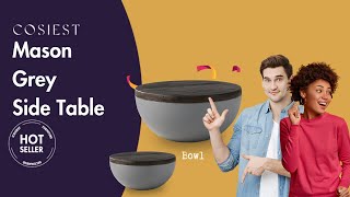 COSIEST | 2022 NEW Outdoor Tables & Chairs | Mason Grey Side Table - Bowl