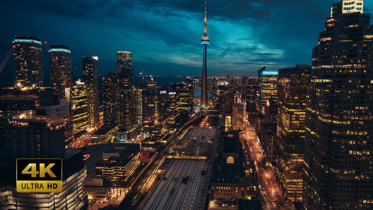 Picture & Art Frame TV l Toronto city skyline at night 4K l 4 Hours l No sound