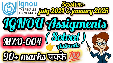 🔥MZO-004👉Solved Assignment for july 2024 and January 2025 💯👍 #ignou #solvedassignments #msczoology
