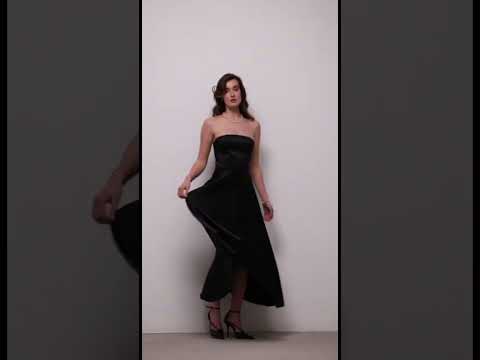 Чорне корсетне плаття "Amaris" — елегантне атласне плаття зі шнурівкою, видео 2