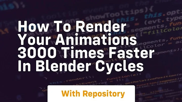 How to render your animations 3000 times faster in blender cycles