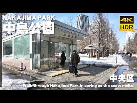 🇯🇵雪が残る 中島公園 春の散歩 2025 / 日本 北海道 札幌市 [4K HDR Binaural ASMR]