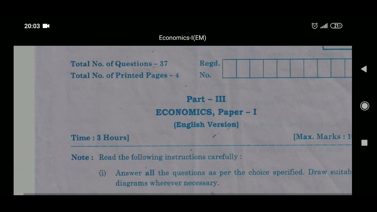 AP inter 1st year 2022 Economics model question paper April / May 2022 IPE 