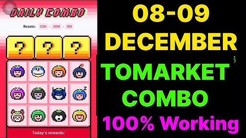 Tomarket Daily Combo | Tomarket Combo 08 & 09 December | Tomarket Combo Today |