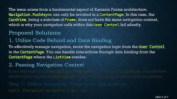 Resolving Navigation.PushAsync Issues Within User Controls in Xamarin Forms