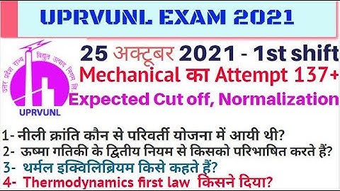 Uprvunl Mechanical Paper Analysis 2021 | UPRVUNL JE Paper Analysis | Uprvunl Je Expected cutoff 2021