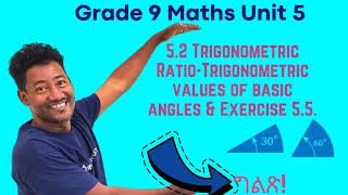 Celebrity Grade 9 Maths Unit 5: 5 .2 Trigonometric  Ratio Trigonometric values of basic angles & Exercise 5 .5 Wealth