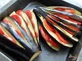 Баклажаны веером в духовке/Запечені баклажани/ Баклажаны с чесноком, сыром и помидорами.