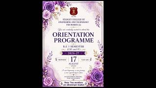 Stanley College of Engineering & Technology for Women | Orientation Programme | LIVE