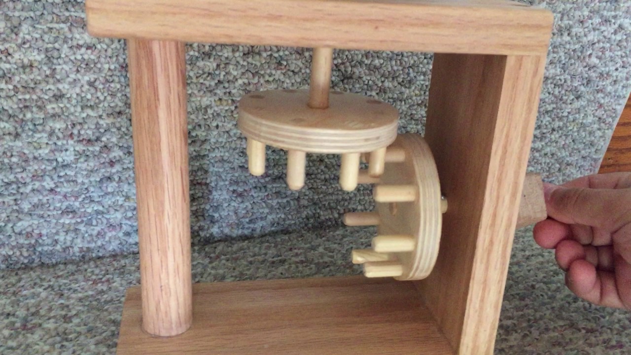 wooden pin gear automata YouTube