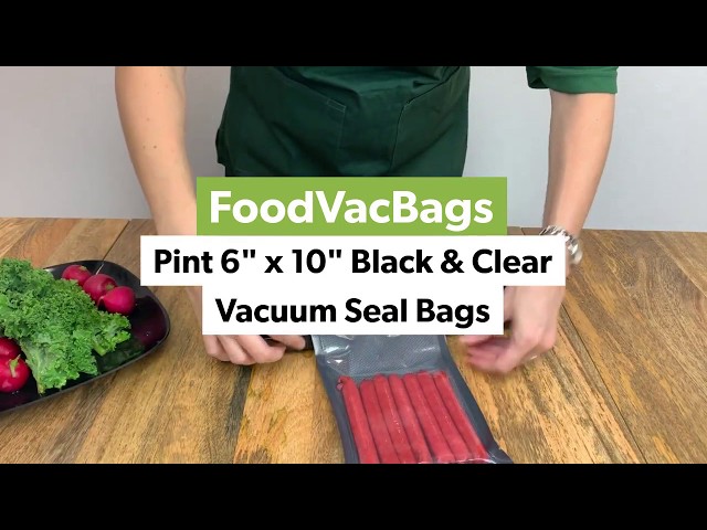 50 Pint 6 x 10 FoodVacBags Black & Clear Vacuum Sealer Storage Bags 
