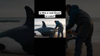 Guy cuts Orca whale