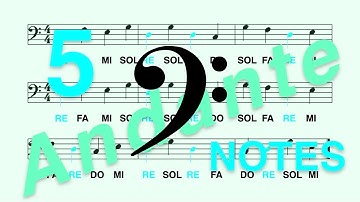 Bass Clef (F Clef): Learn to Read the RE Note in less than 2 Minutes - Andante, 5 Notes