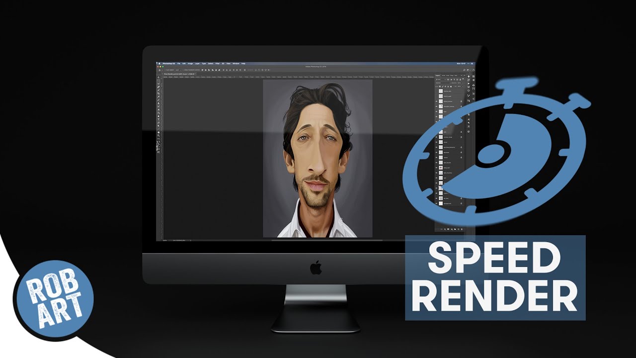 SPEED RENDER CARICATURE ART; Adrien Brody Painting Process (Full Version)