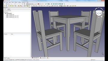 FreeCAD - Table and four Chairs - Mesa e quatro cadeiras
