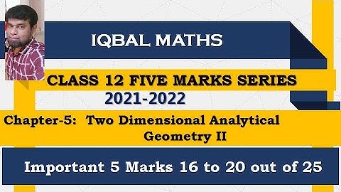 Class 12 Important 5 Marks Chapter 5 Two Dimensional Analytical Geometry 2021 2022 Q.NO.16 to 20