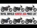 2023 Royal Enfield Hunter 350 Price List All Colours
