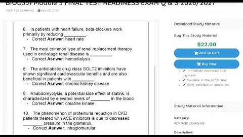 BIOD351 Module 3 FINAL TEST READINESS EXAM