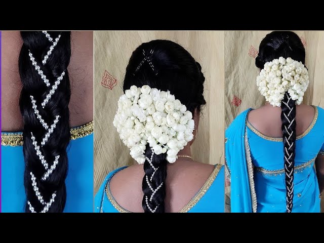 Indian Bridal Hairstyle with Jadai Billai and Malai