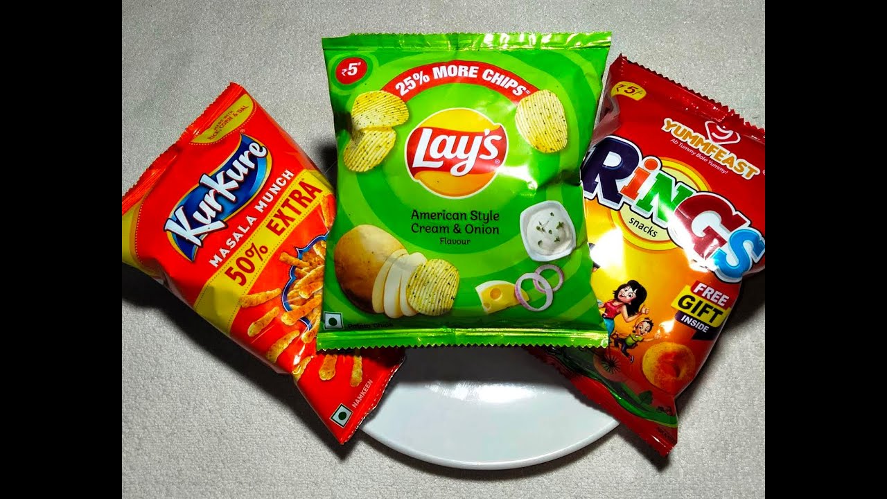 satisfying lays chips, kurkure masala and ring rings kurkure. asmr YouTube